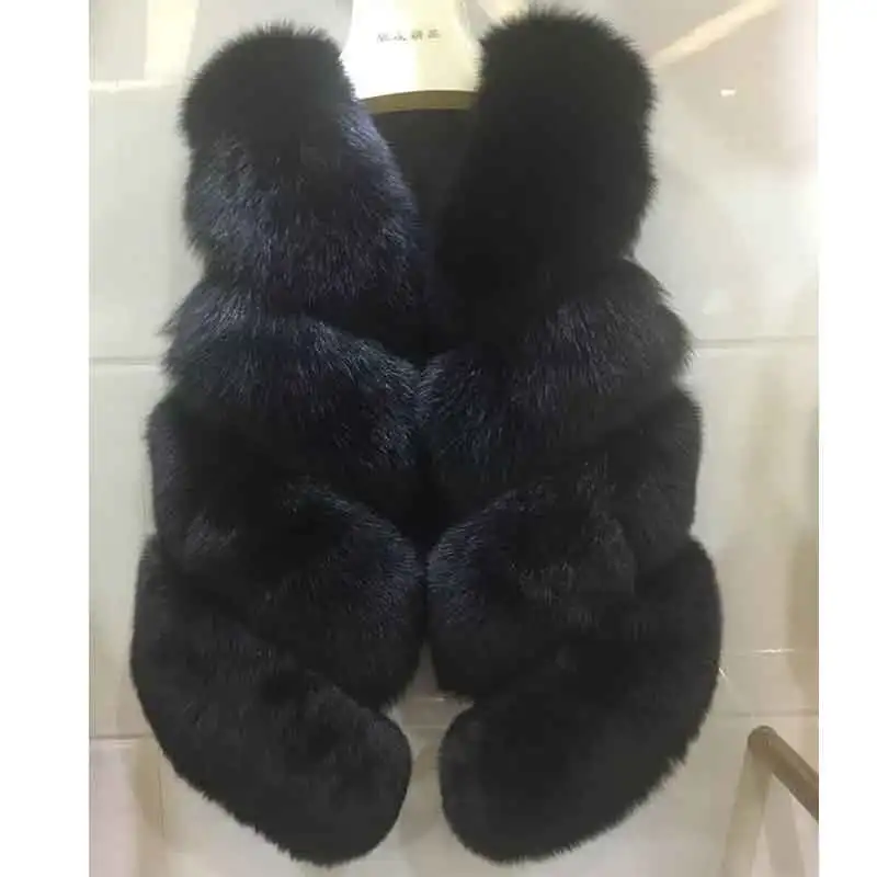 Enlarge Jancoco Max Women's 4 Rows Fur Vest Real Soft Thick Fox Fur Waistcoat Lady Winter Genuine Fashion Gilet