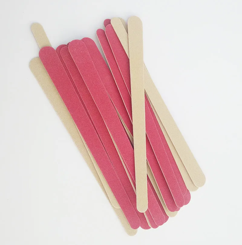 

100pcs double color 178mm nail files Red&Wooden wood Nail File 180/240 Disposable Manicure Tools.