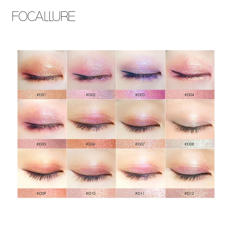 FOCALLURE новейшие блестящие одноцветные тени для век стойкие натуральные Мерцающие Тени Палитра Косметика для макияжа