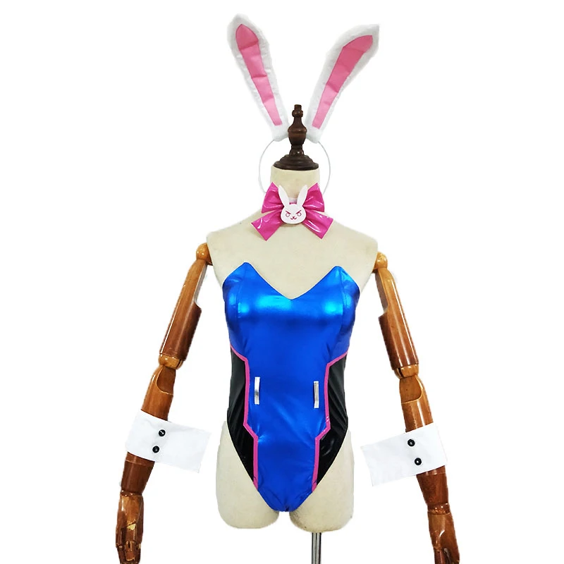 2019 Game D.Va Cosplay Costume Sexy Women's Bunny Uniform Ribbit Costume DVA fan Art Costume D Va Soft PU Leather Suit Jumpsuits