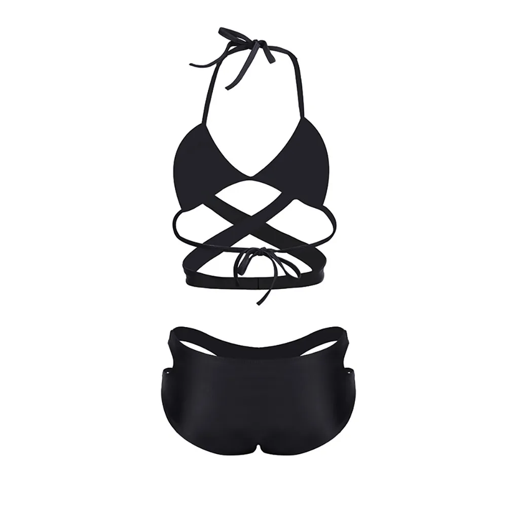 Женский купальник бикини с перекрестными ремешками Летний Пляжный Купальник пуш