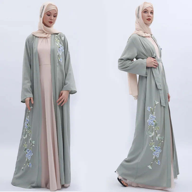 Вышивка абайя Турция мусульманское хиджаб платье кардиган кимоно Абая для