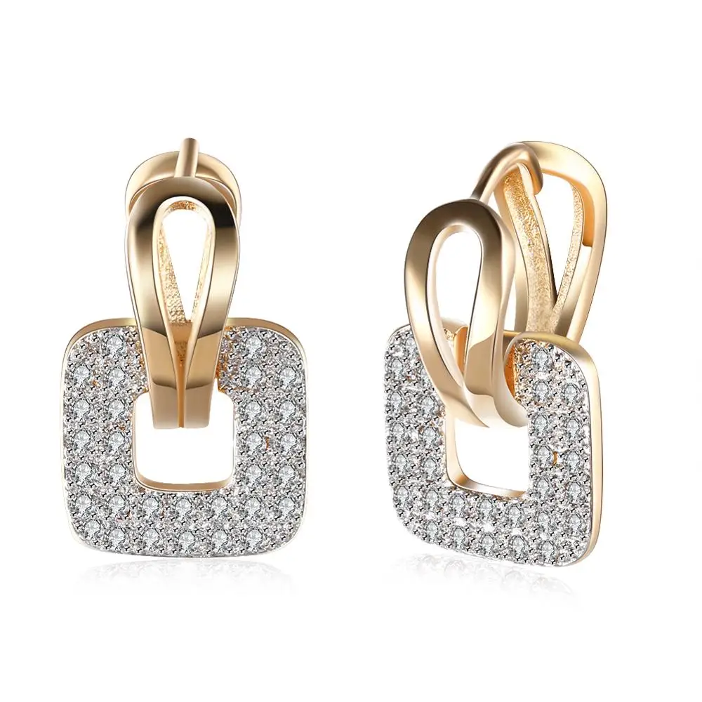 

New Fashion Design Small Huggie Hoop Earrings for Women Cluster Paved Zirconia Crystal Stone Square Earing Jewelry Gifts