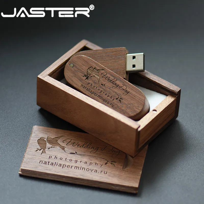 Usb флеш накопитель JASTER деревянный с логотипом под заказ в коробке 4 ГБ 8 16 32 64 ГБ|USB