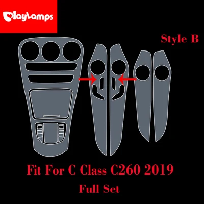 Full Set for C260 B Для Mercedes Benz C Class C200 C260 C300 C180 прозрачная рекламная пленка из ТПУ для mercedes центральная консоль автомобильный Стайлинг - Название цвета: Full Set for C260 B