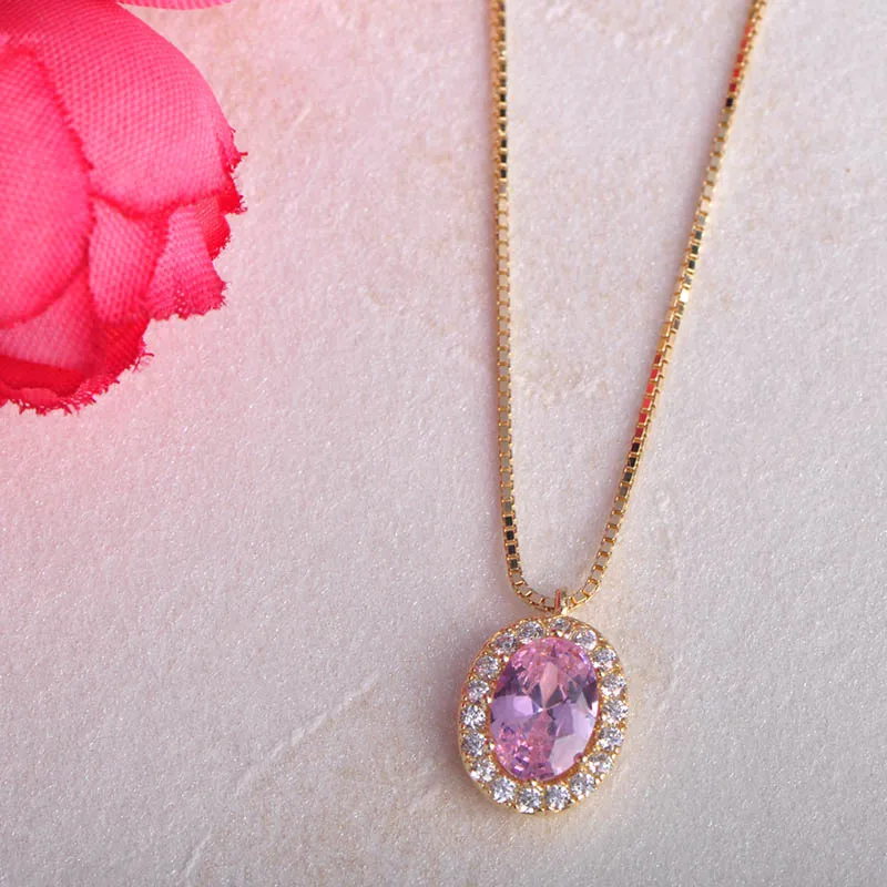 MECHOSEN Романтический Овальный кулон ожерелье розовый кубический циркониевый