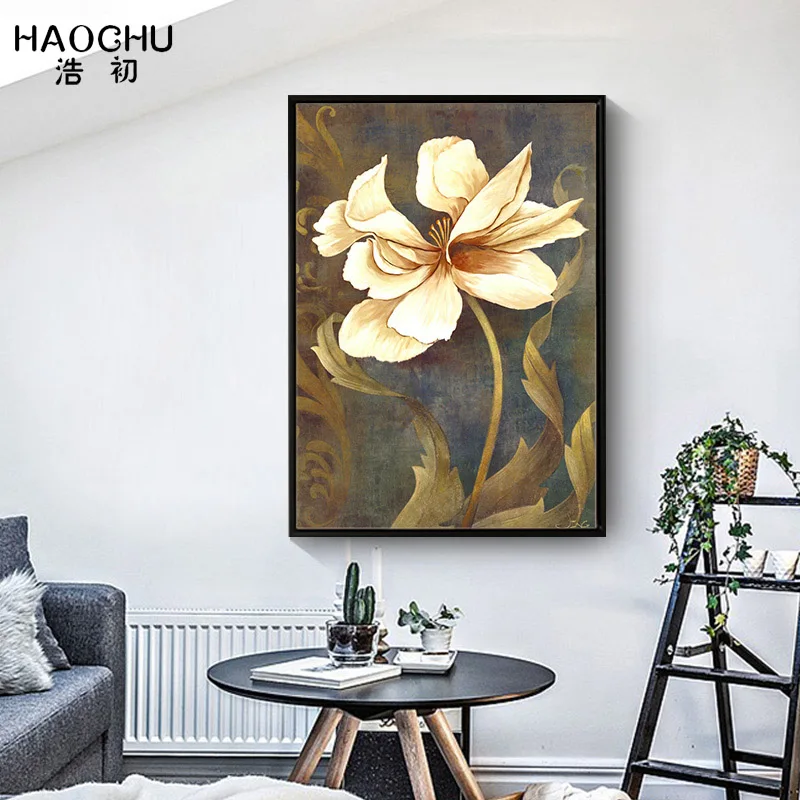 HAOCHU Современная Цветочная Картина на холсте для спальни кухни украшения картины