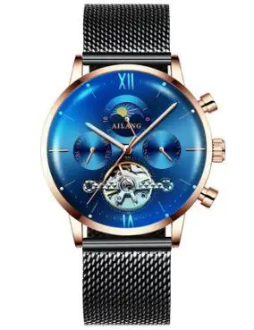 AILANG Relojes часы мужские наручные часы спортивные часы со скелетом 30 м водонепроницаемые автоматические механические часы из нержавеющей стали - Цвет: Color 4 Mesh Band