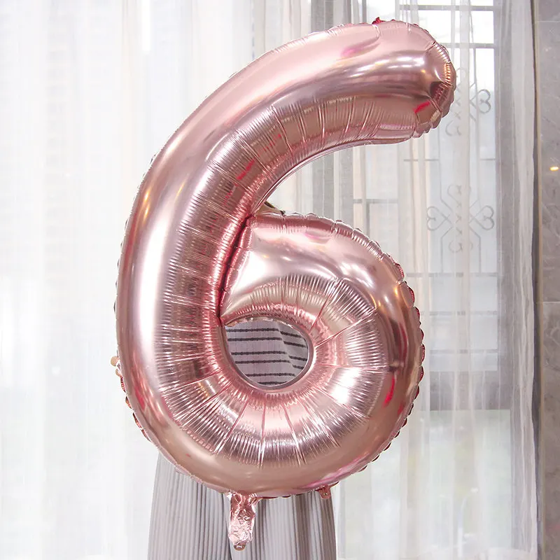 1pcs 40inch 6 Розовое золото и цифрами 1, 2, 16 18 21 30 40 50 60 70, 80, 90 лет, пижама-комбинезон для детей с днем рождения воздушные шары День рождения вечерние Decora - Цвет: 1pcs 40inch 6