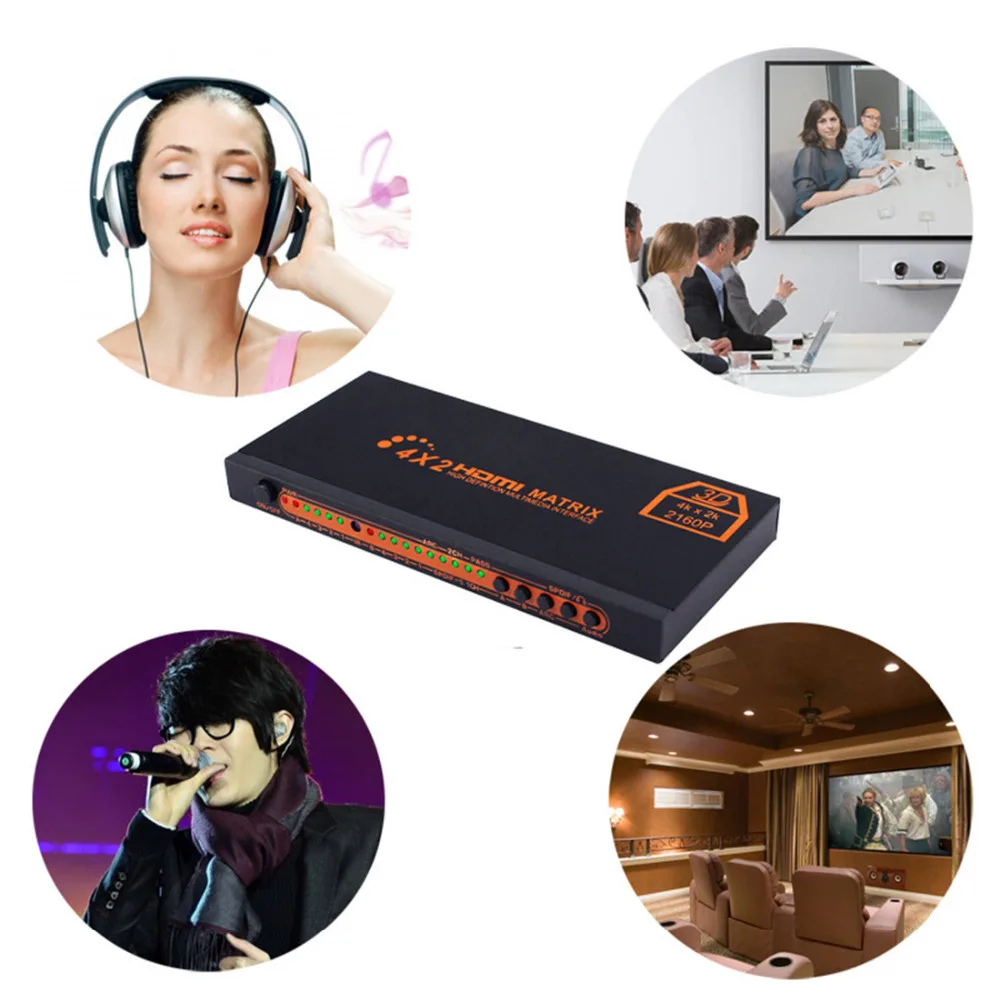 4K * 2K 3D 1080P V1.4 HDMI матрица 4x2 с пультом дистанционного управления 4 в 2 выхода
