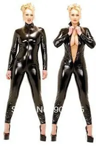 Бесплатная доставка ПВХ искусственная кожа полный наряд господство Фетиш Готический супер сексуальный костюм ПВХ костюм кожаное нижнее белье
