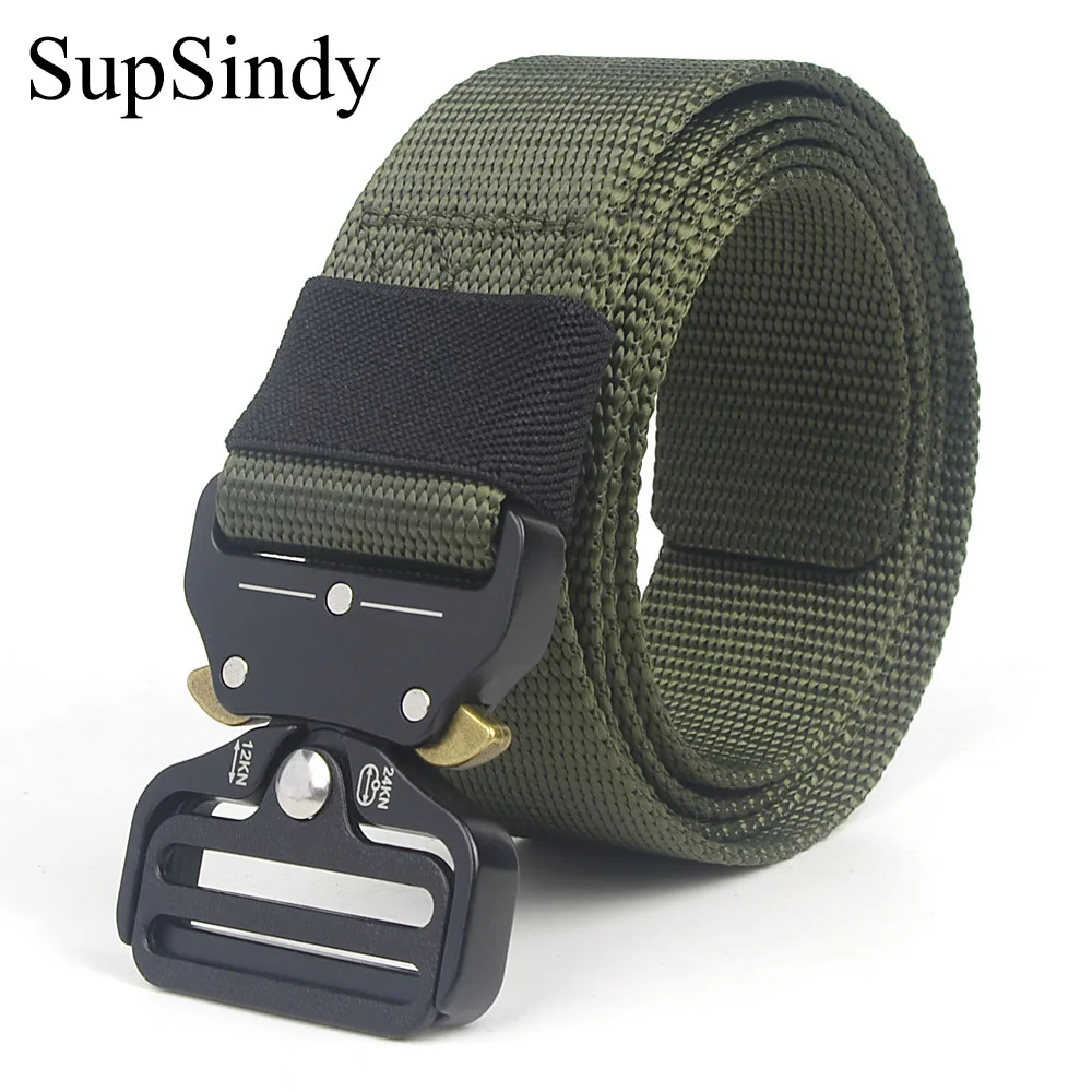 SupSindy Men&Women Tactical Belt 90--200+cm Quick release Military Nylon Belt Outdoor multifunctional Training Belt High Quality