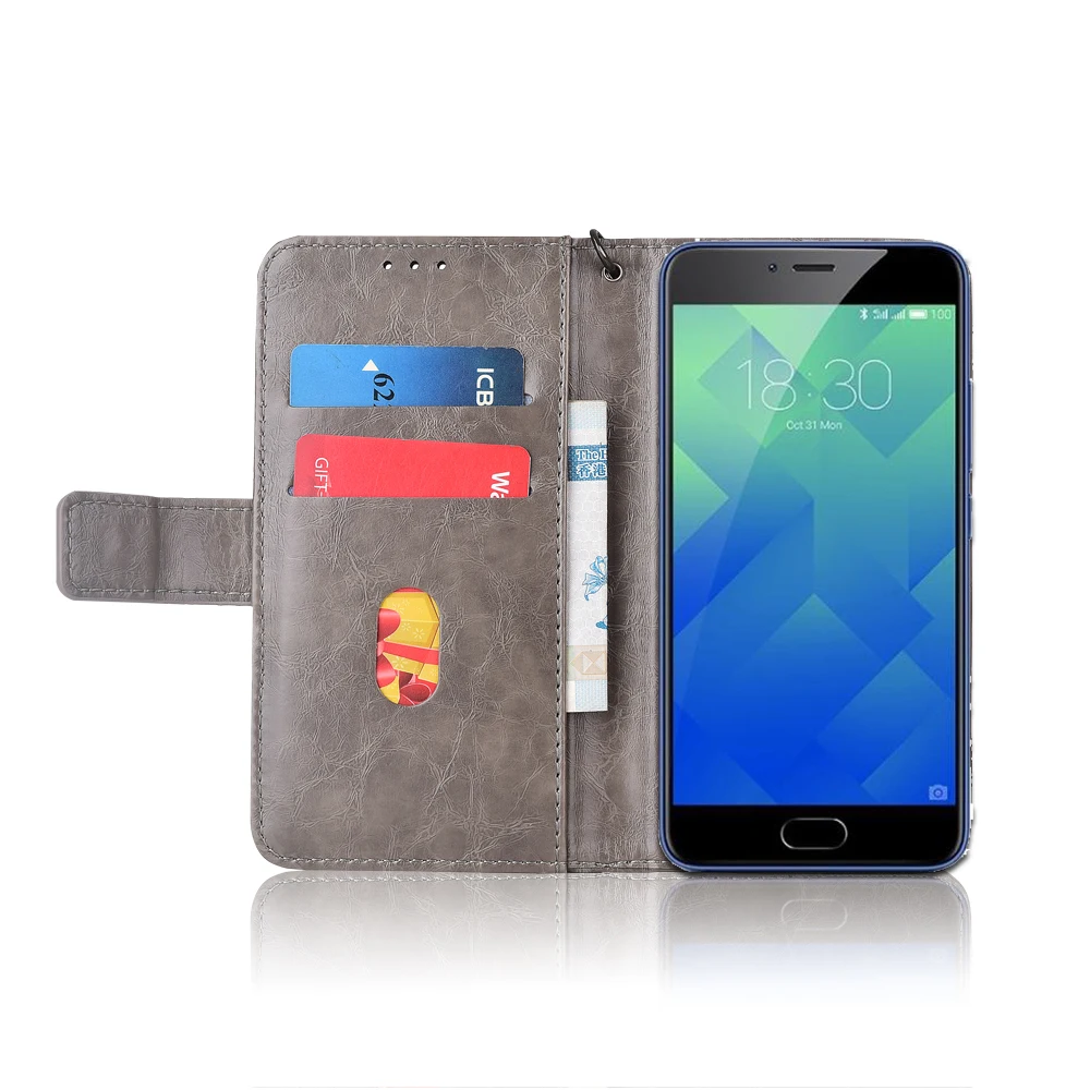 Кожаный чехол-книжка для Meizu M5 Fundas с цветочным принтом, специальный чехол-кошелек с подставкой и ремешком для Meizu M5s M5C, чехол из ТПУ