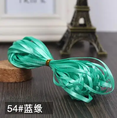 Новинка 3 мм лента ручной работы DIY цветная лента тонкая Свадебная лента для подарочной упаковки праздник день рождения вечеринка украшение - Цвет: Blue and green