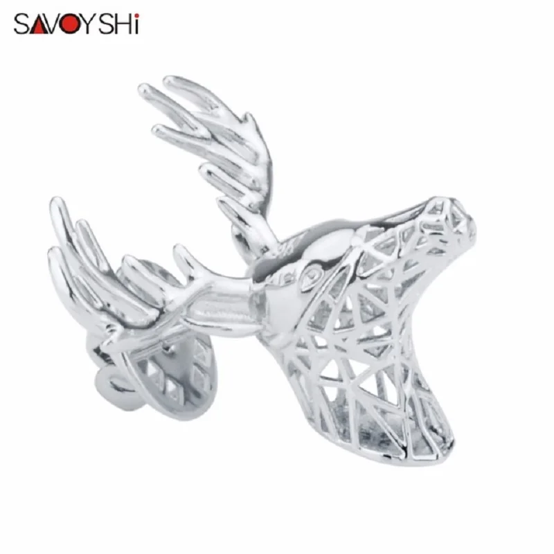 Brooches SAVOYSHI серебро в форме оленя шпильки с отворотом шпильки прекрасный подарок для мужские Броши Воротник бренд дизайн ювелирных изделий «сделай сам» вечерние помолвки - Окраска металла: Brooches