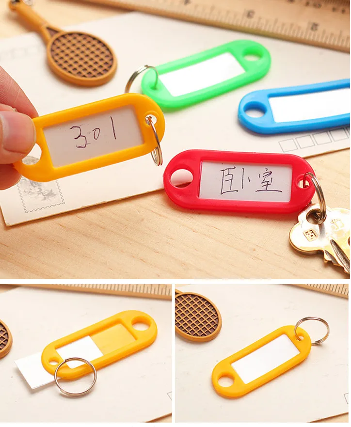 100 шт./лот цветные пластиковые идентификационные кольца для ключей этикетки язык