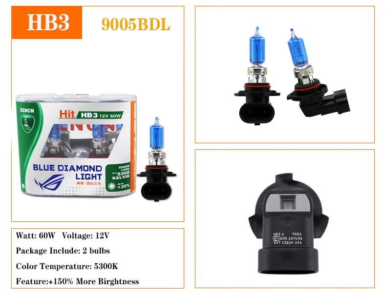 XENCN 12V холодный белый автомобильные галогенные лампы H1 H3 H4 H7 H8 H9 H10 H11 H13 H15 H16 HB1 HB3 HB4 HB5 880 881 9012 9005 9006 H8B H9B