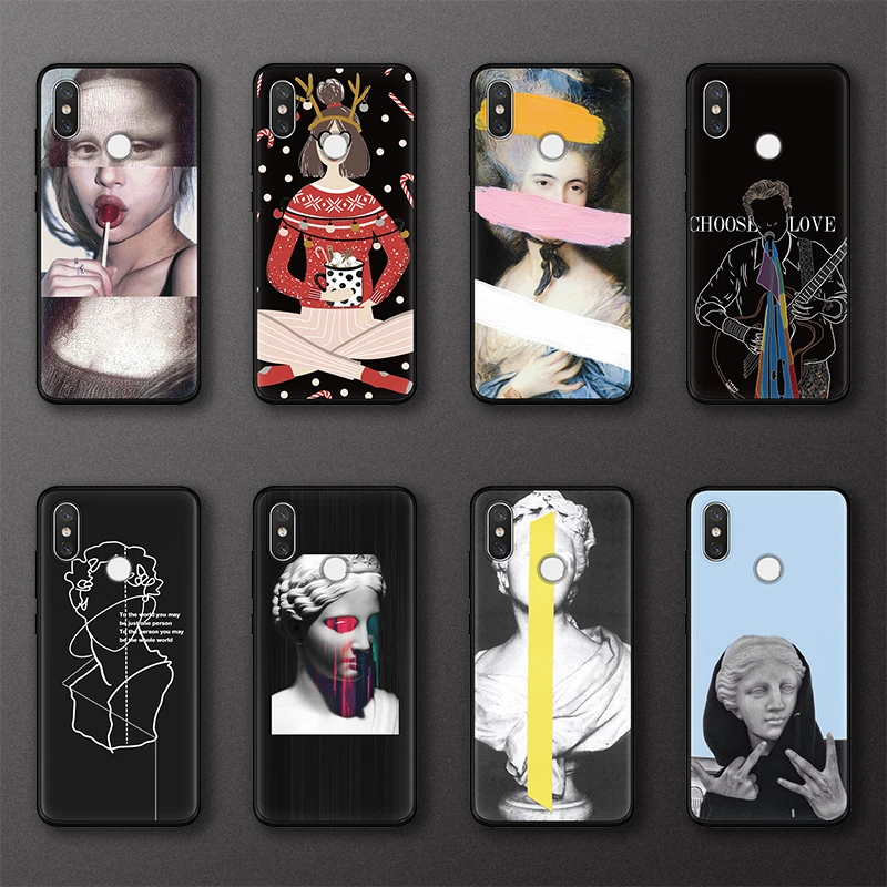 Силиконовый чехол s для Xiao mi Red mi Note 7 S2 5 Plus 6 3 3S Pro 4A 4X 5A 6A чехол для mi 9 8 Lite A3 CC9 CC9e sculpture Art Mona Lisa