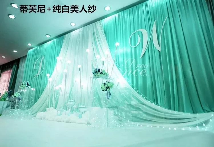 Экспресс Бесплатная доставка Новый дизайн Тиффани синий свадебный фон занавеска