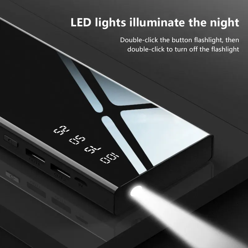 10000mAh Power Bank Mirror Portable Fashion LED Mobile Phones External Charging Pack Powerbank for iPhone Xiaomi Samsung Huawei | Мобильные