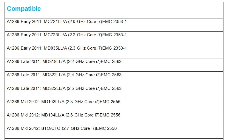 A1382 батарея для Macbook Pro 15,4 ''ноутбук A1286 батарея MC721LL/A MC723LL/A совместимый 2011-2012 год