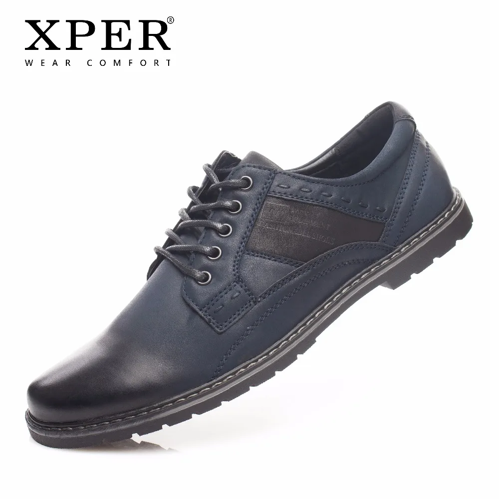 2018 XPER Brand Fashion Men Casual Shoes Wear Comfortable Walking Business Lace-up Flat Blue #YM86821 | Обувь