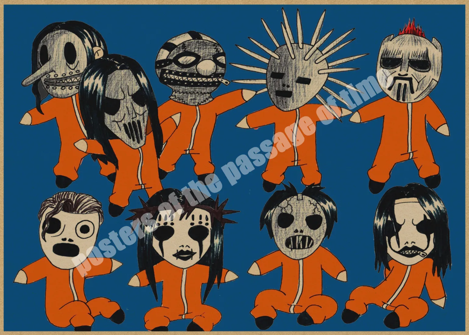 Slipknot тяжелый металл плакат/рок-группа/крафт-бумага/Бар плакат/наклейки на стены/Ретро плакат/декоративная живопись/30*20 см - Цвет: Светло-зеленый