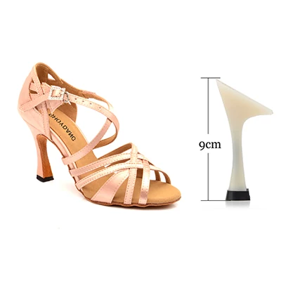 Apricot 9cm SHOYDANC/Танцевальная обувь; женская обувь для латинских танцев; Цвет абрикосовый, черный, коричневый; стразы; обувь для сценических танцев; обувь для свадебных вечеринок, бальных танцев; женская обувь - Цвет: Apricot 9cm
