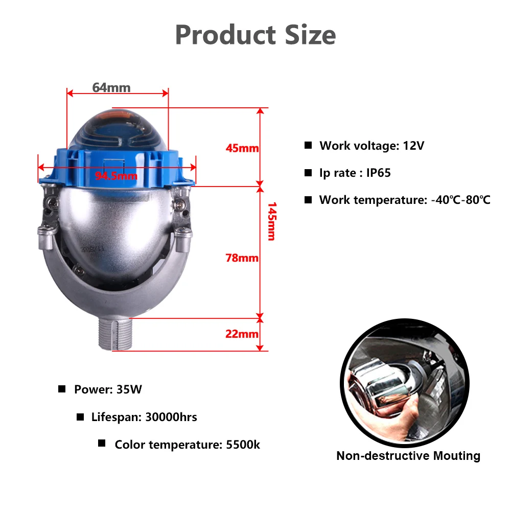 Sanvi Blue bi led лампа для объектива проектора 35 Вт 5500 к супер яркий H4 H7 9006 автомобильный