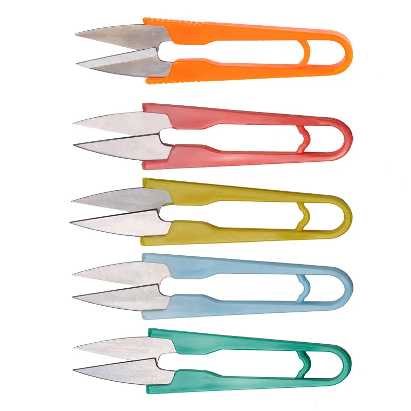 

2Pcs U-shaped Mini Scissors For Fishing Sewing Scissors Nippers Fish Use Scissors Fishing line cutter tools Random Color B126