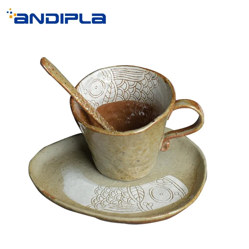 110 мл креативная кофейная чашка с необычной скульптурной тарелкой набор