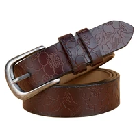 wholesale price cowhide flower leather women belt fashion vintage embossing belts for women strap girls cintos 8 colors