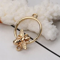doreenbeads zinc based alloy connectors circle ring gold color bee insect jewelry accessories 26mm1 x 18mm 68 10 pcs