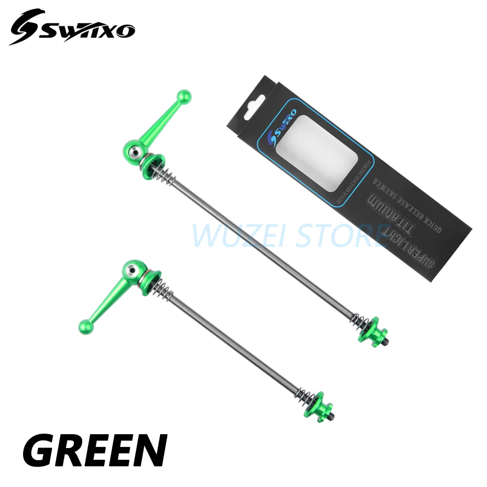 green 1 пара SWTXO Ступица колеса велосипеда БЫСТРОРАЗЪЕМНАЯ Горная дорога велосипед передний и задний болт рычаг ось 49 г титановый сплав шампур велосипеда - Цвет: green
