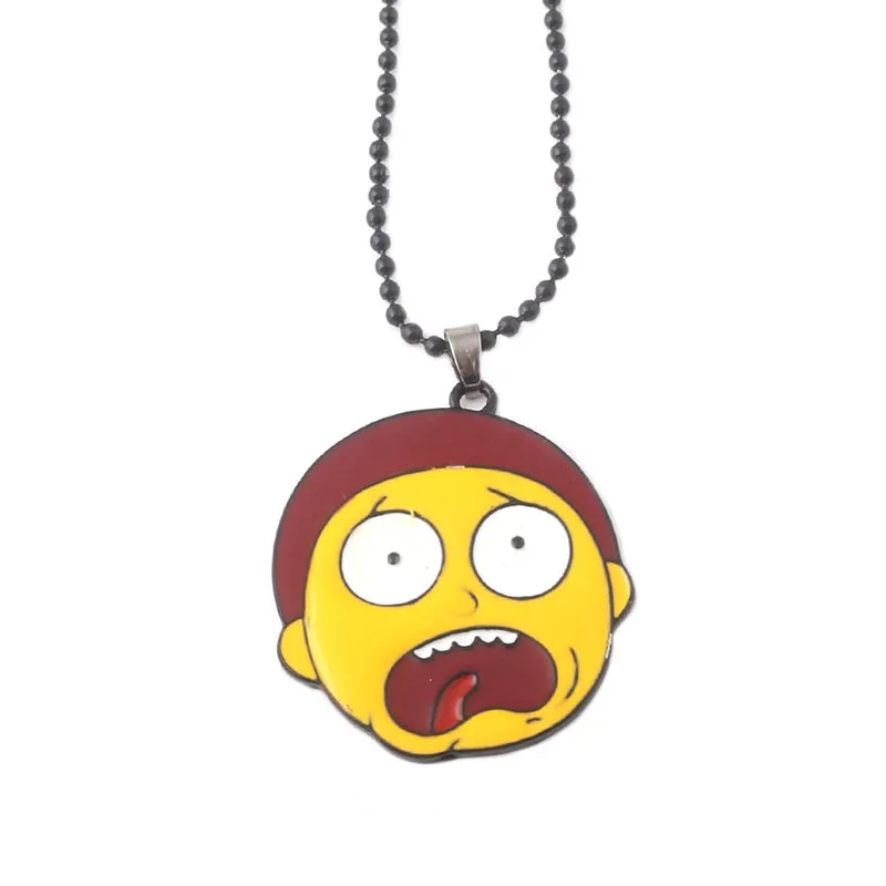 Чистый золотой цвет RJ Рик и Морти ожерелья Пикл Рик г-н Meeseeks Фигура Подвеска чокер для мужчин ребенок брелок косплей ювелирные изделия - Окраска металла: Чистый золотой цвет
