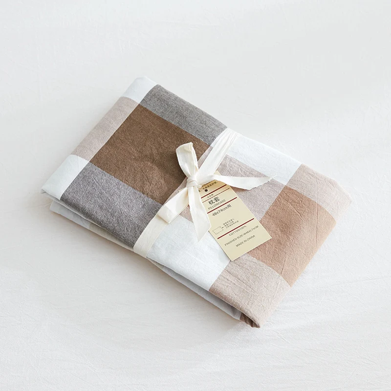 YLW хлопковая домашняя наволочка 2 шт. большая клетчатая цветная трикотажная ткань