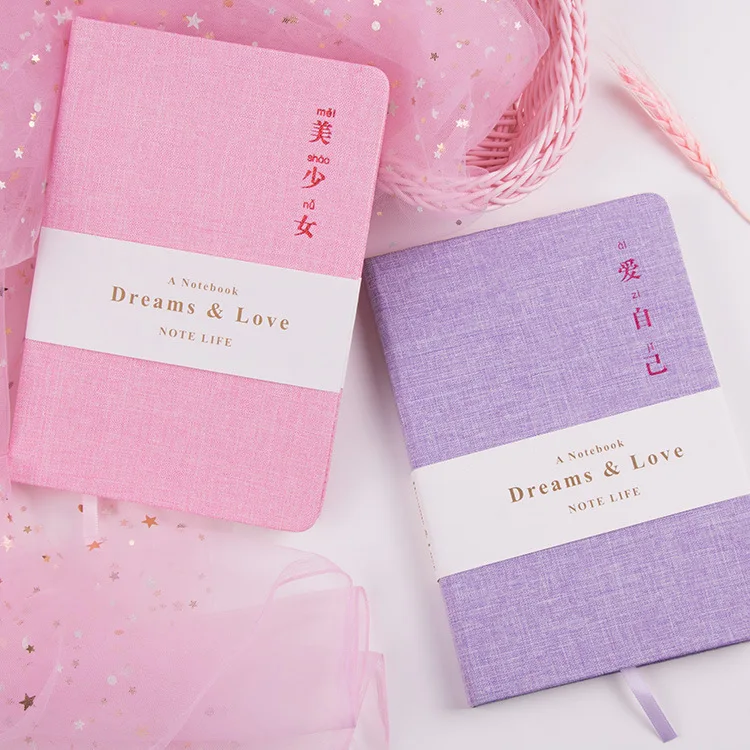 Оригинальность льняная лапша позолоченный твердый переплет прекрасный розовый