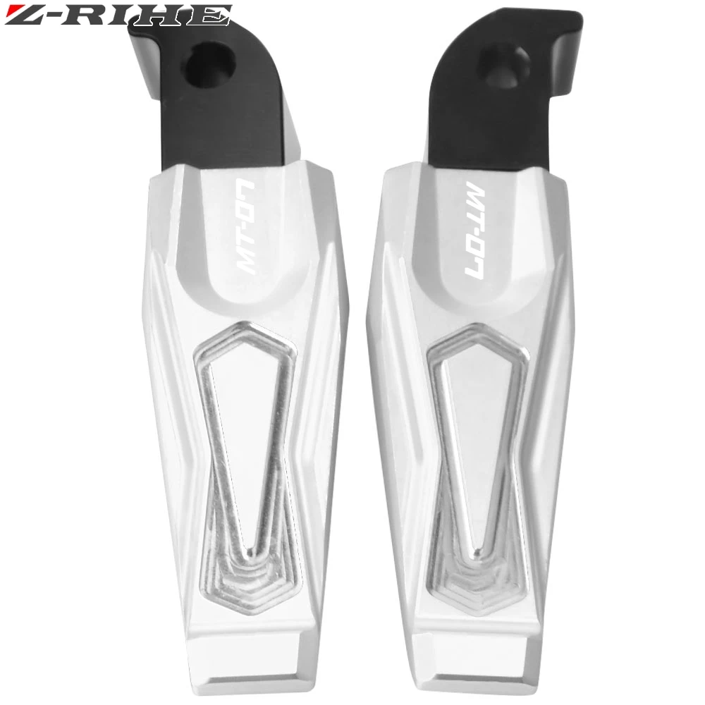 silver Мотоцикл с ЧПУ подножки задние Пассажирские подножки подходят для Yamaha MT07 MT 07 mt-07 с лазером MT07 логотип - Цвет: silver