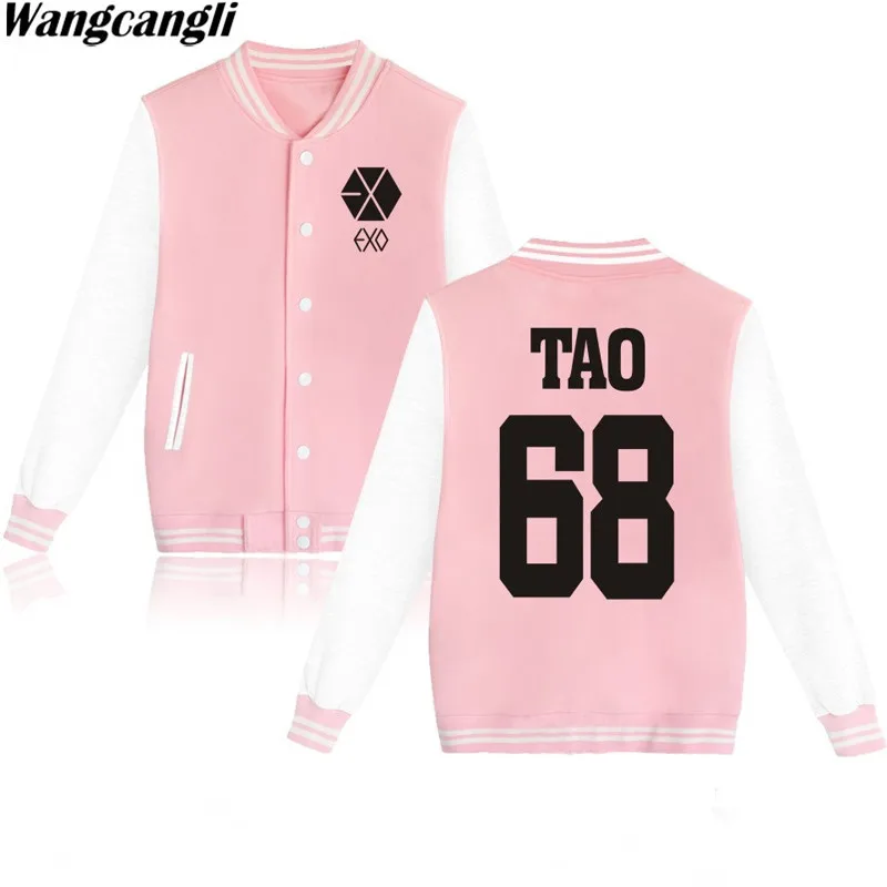 KPOP EXO куртки и пальто Harajuku Студенческая бейсбольная куртка в стиле хип хоп