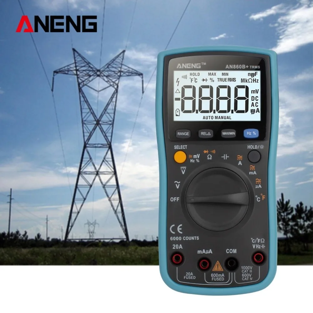 ANENG AN860B+ 6000 отсчетов Цифровой мультиметр esr метр тестеры автомобильные электрические dmm Транзистор тестер пиковый резистор метр