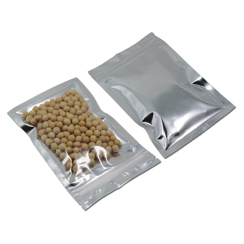 100PCS 14x20cm Clear Aluminum Foil Ziplock Package Bag Plastic Mylar Food Snack Storage Zipper Pouch for Tea Crafts Retail | Дом и сад