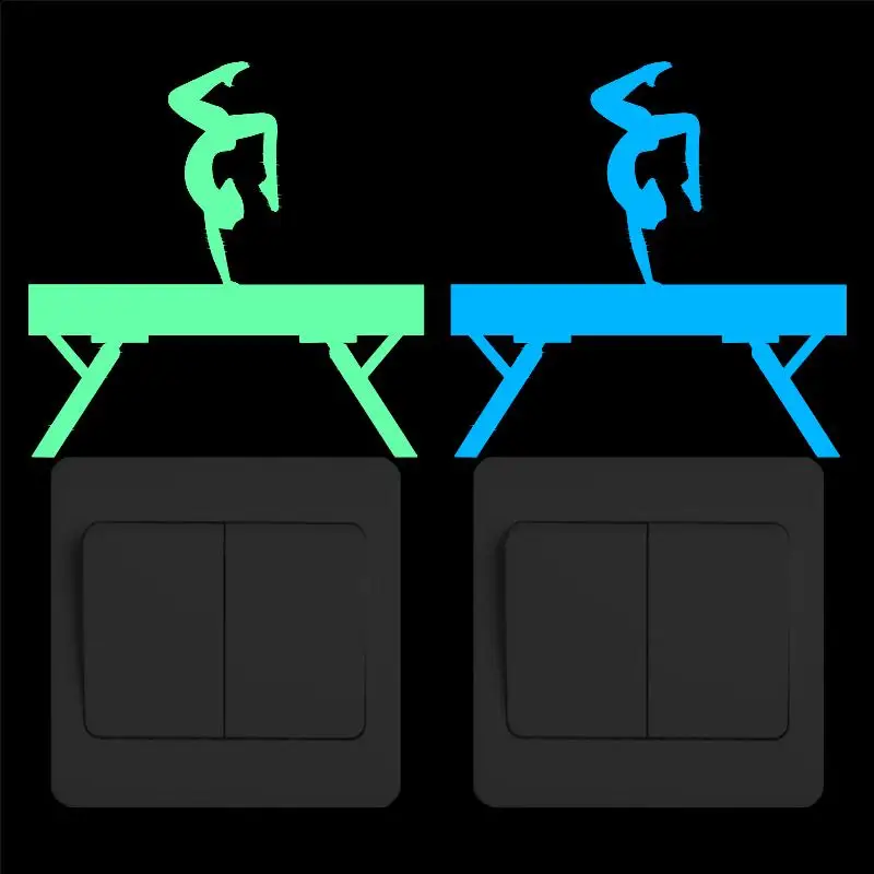 Светящийся выключатель для девочек Balance Beam стикер гимнастики из мультфильма