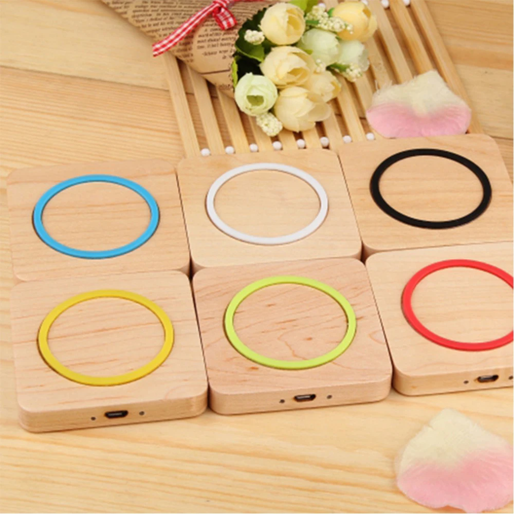 Беспроводной Зарядное устройство деревянный Портативный Ци зарядки тонкие