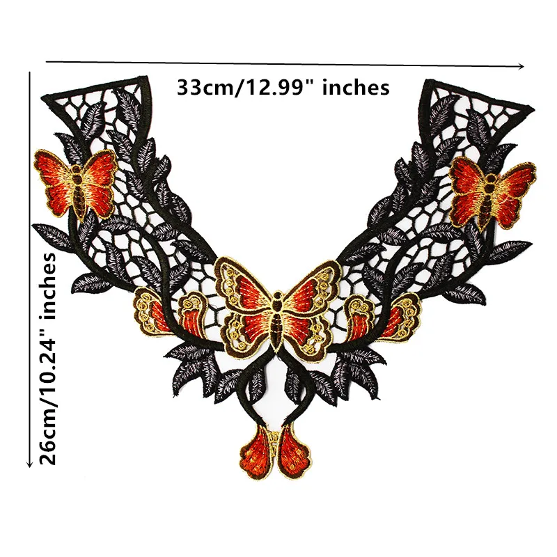 10 шт. кружевная вышитая бабочка воротник шея искусственная аппликация пришивная