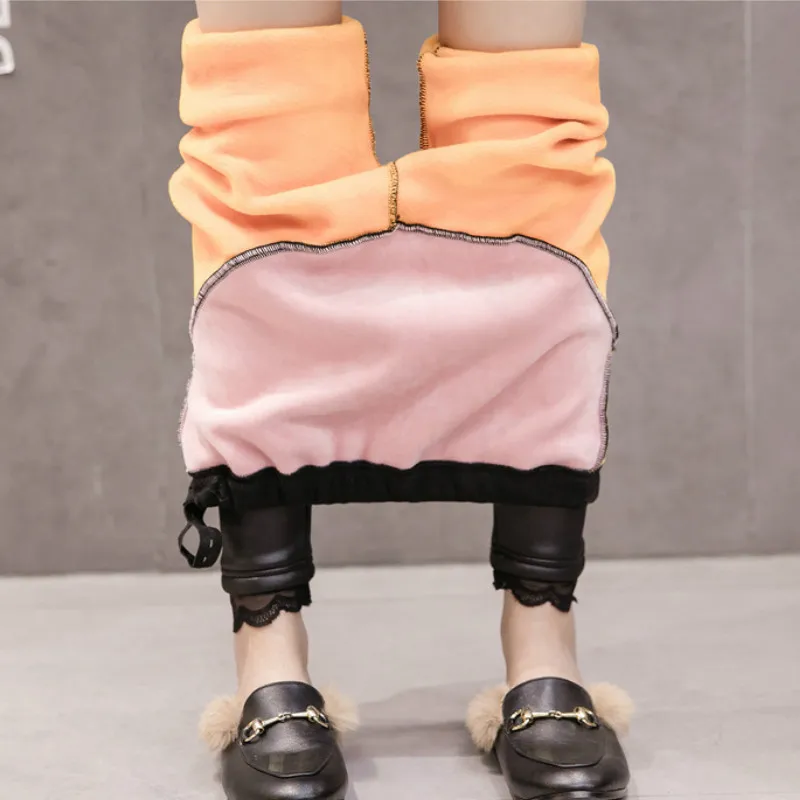 Зимние плотные штаны для беременных из искусственной кожи обтягивающие леггинсы