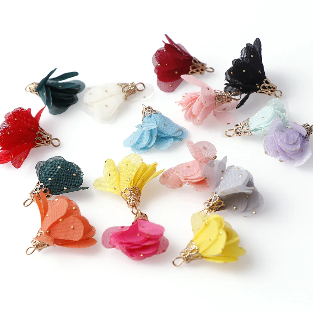 10 шт. Разноцветные серьги подвески из атласной ткани|Ювелирная фурнитура и