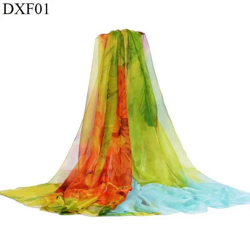 Шелковый шарф с цветочным принтом Женские шелковый мусульманских леди бренд