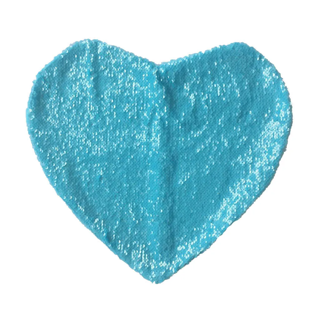 bule Сердце Форма Sequin Подушка Чехол Русалка диванная подушка крышка, сделай сам, блестящие Двусторонняя Подушка Чехол Цвет изменение подушки Чехол Лидер продаж - Цвет: bule