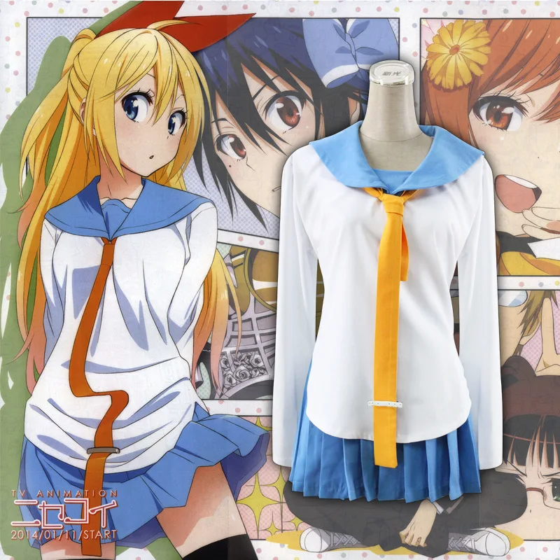 Аниме Nisekoi Kirisaki Chitoge Onodera Kosaki школьная форма косплей костюм топ и юбка галстук|cosplay