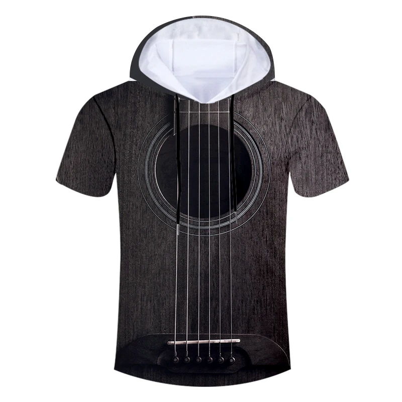 Guitar CJLM Летняя мужская 3D полная печать модная Художественная Музыкальная Instru Мужская футболка с гитарным принтом стильная Фитнес Повседневная футболка с капюшоном - Цвет: Guitar